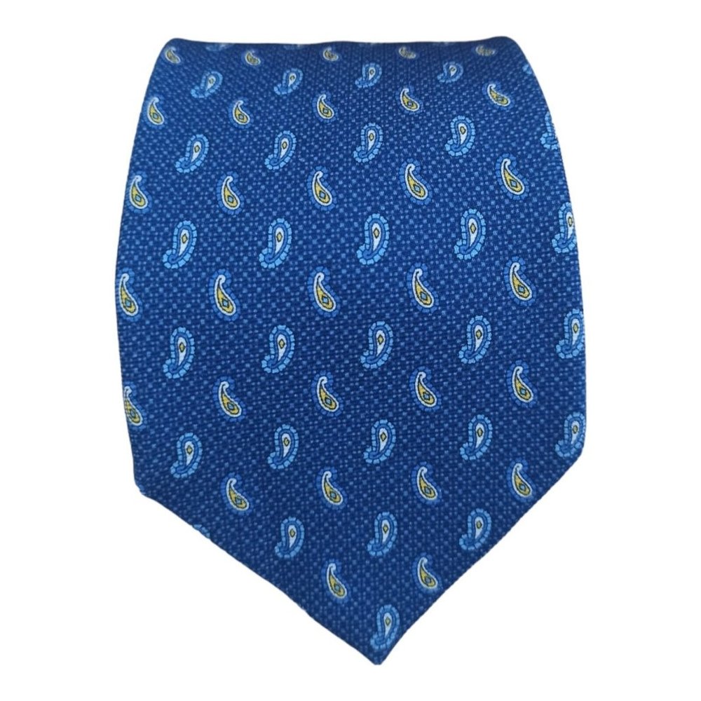 BOGGI Blue Paisley Silk Tie ITALY 62"/ 3.4" EC